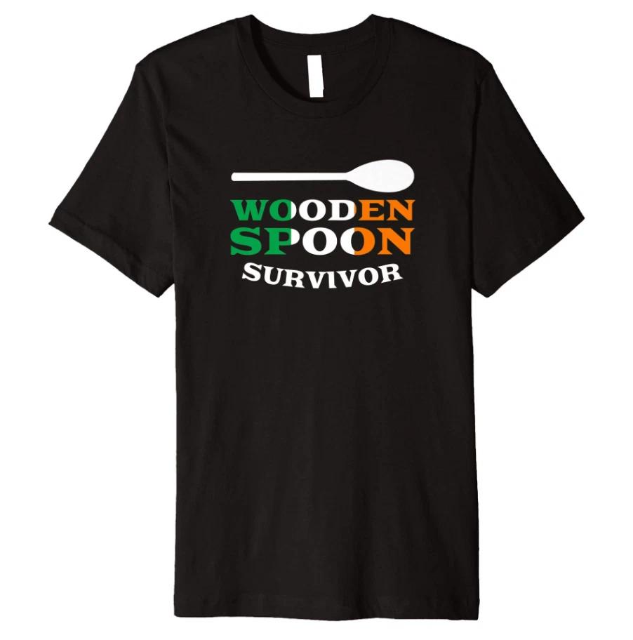 Wooden Spoon Survivor Quote Irish Flag Ireland Heritage Fun Premium T-Shirt M