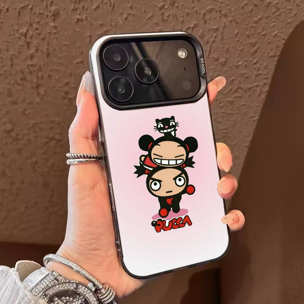Cute Cartoon-Pucca Phone Case Color Silver Shell For IPhone 17 16 15 14 13 12 11 Pro Max Plus
