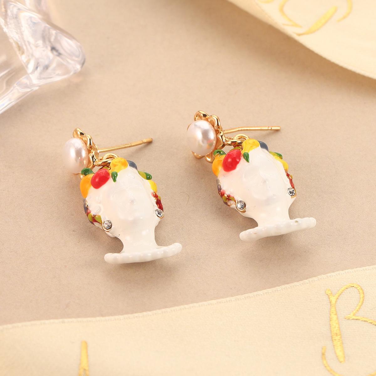

Enamel Vineyard Fruit Muse Earrings Women s Niche Simple Design Earrings Earrings Temperament Versatile Fashion