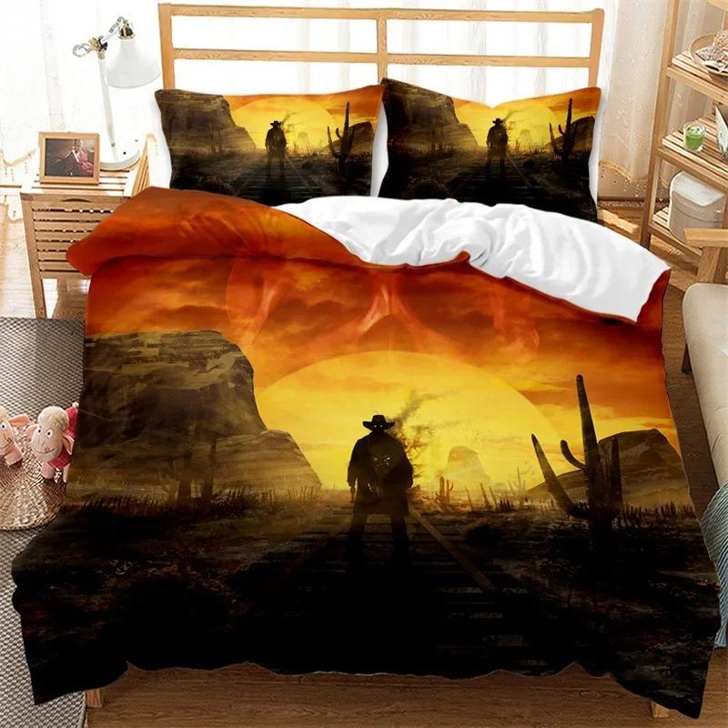 Western Cowboy Duvet Cover Set Single King Wild West Themed Cowboy Bedding Set Microfiber Rodeo Cowboy