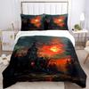 3pc Eerie Twilight Castle Cover Set - 1 Quilt Cover + 2 Pillowcases, All Seasons Bedroom Setting, Perfect for Home094