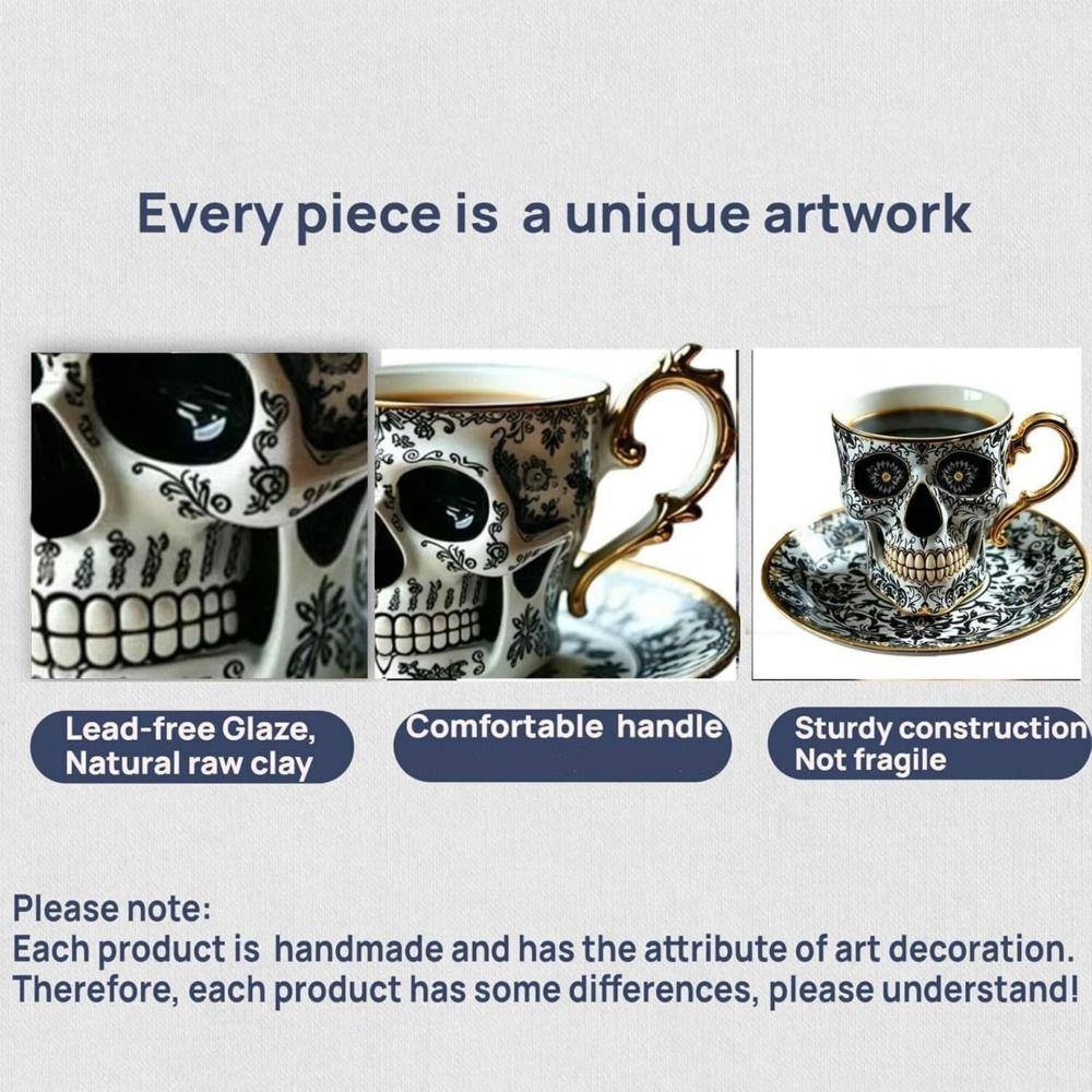 Stylish Resin Skull Coffee Mug Bonehead Design Gothic Tea Cup Set Diabolical Bonehead Cups for Coffee Lovers