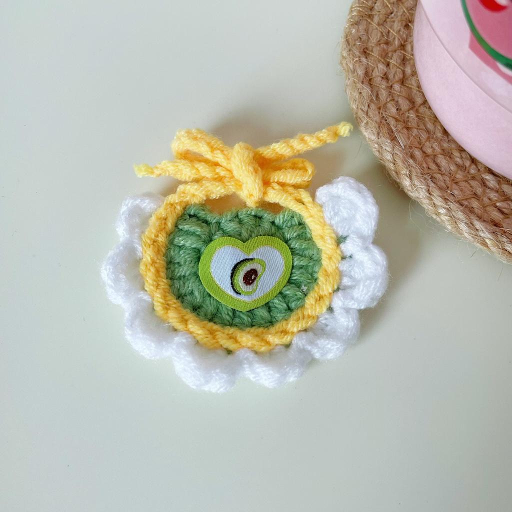 Peanut & Penguin Pattern Hand‑Crocheted Mini Pet Bib Cute Cartoon Saliva Towel for Kittens Small Dogs