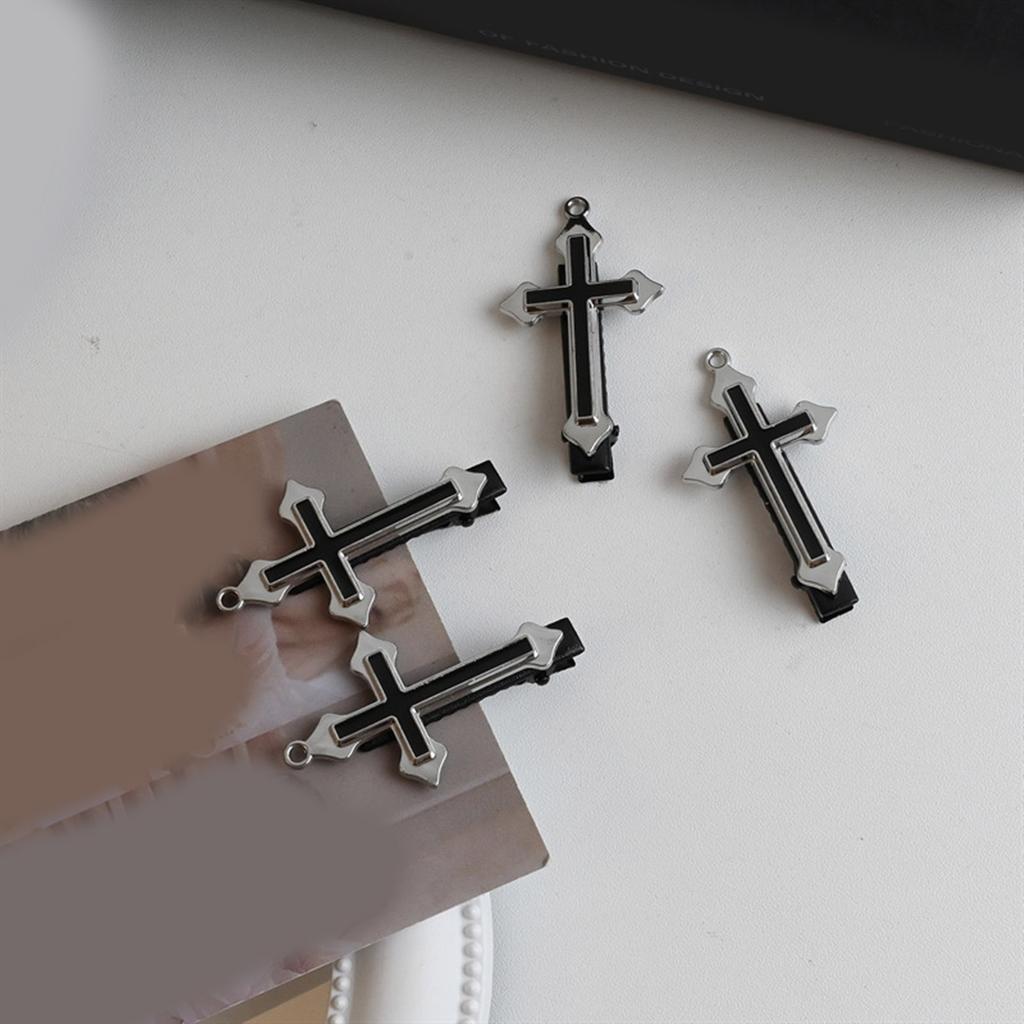 1pc/1pair Gothic Cross Shape Hairpin for Sweet Girls Carnival Taking Photo Hair Barrettes Aesthetics Hair Accessories