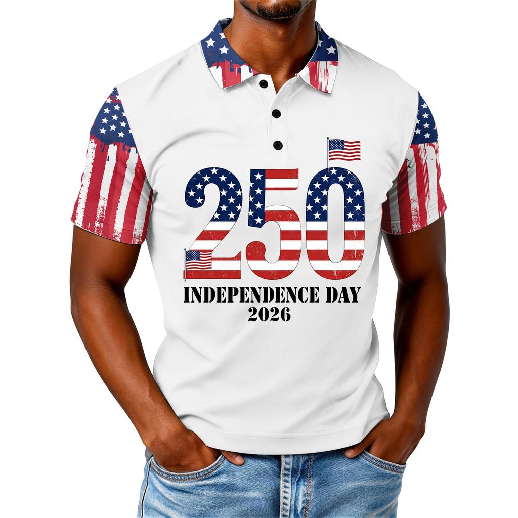 Men's Loose And Casual Flag Letter Print T-shirt Short-sleeved Top