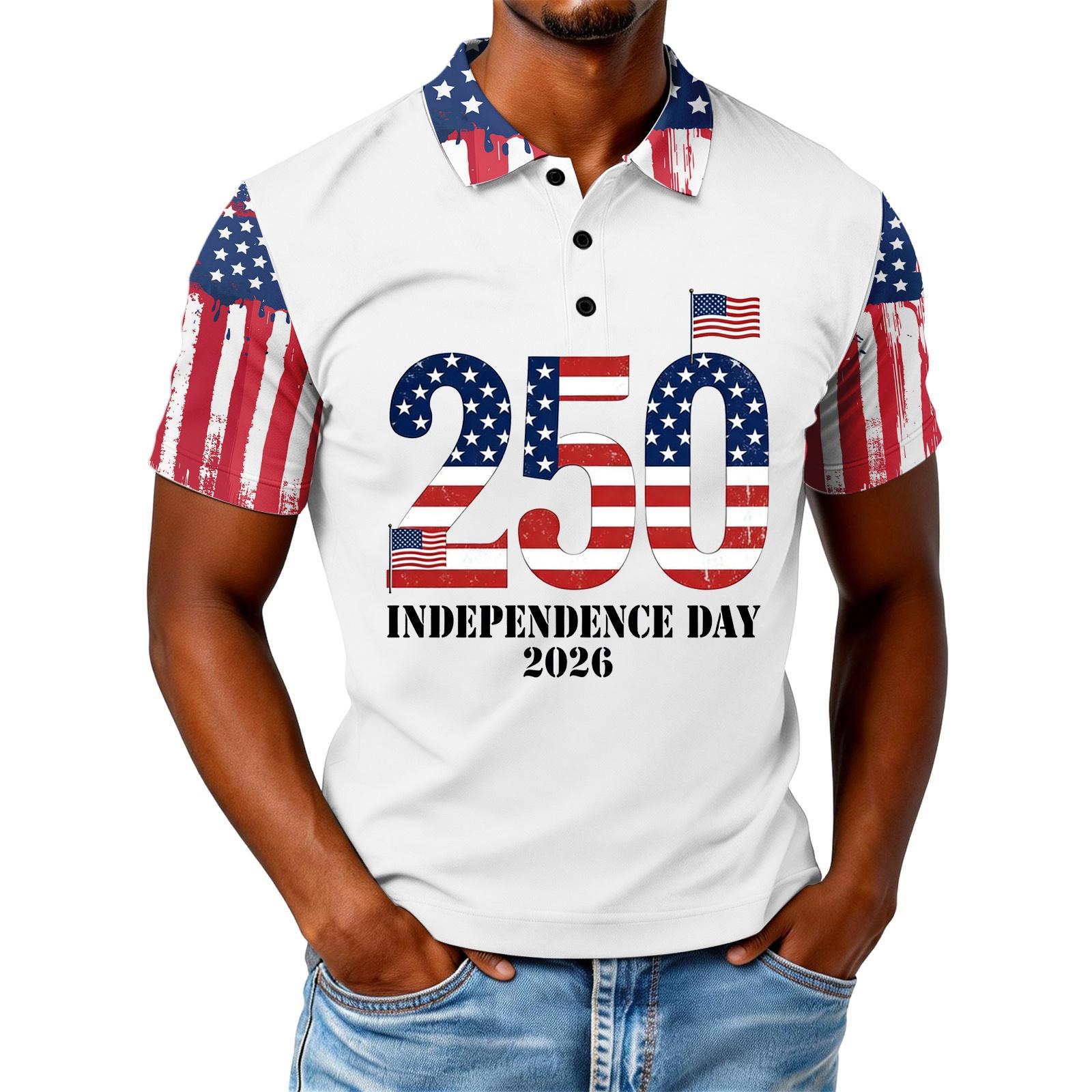 Men s Loose And Casual Flag Letter Print T-shirt Short-sleeved Top XL