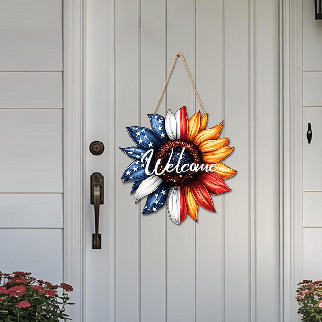 Sunflower Welcome Door Hanger Decorative Home Decor Gift, Wooden Flower Sign, Front Hanging