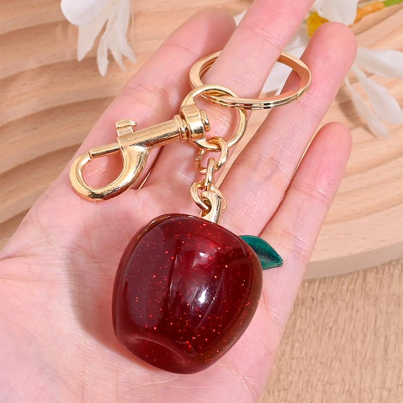 New Fruit Crystal Series Bag Hanging Pineapple Apple With Leaf Pear Bag Keychain Hardware Bag Accessory Exquisite Pendant Decors