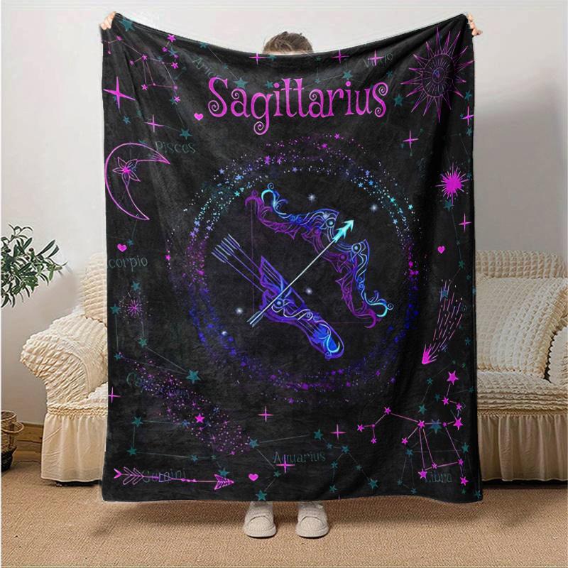 1pc Sagittarius Zodiac Sign Constellation Stars Home Decor Throw Blanket Perfect for Couch, Bed, Travel .W074