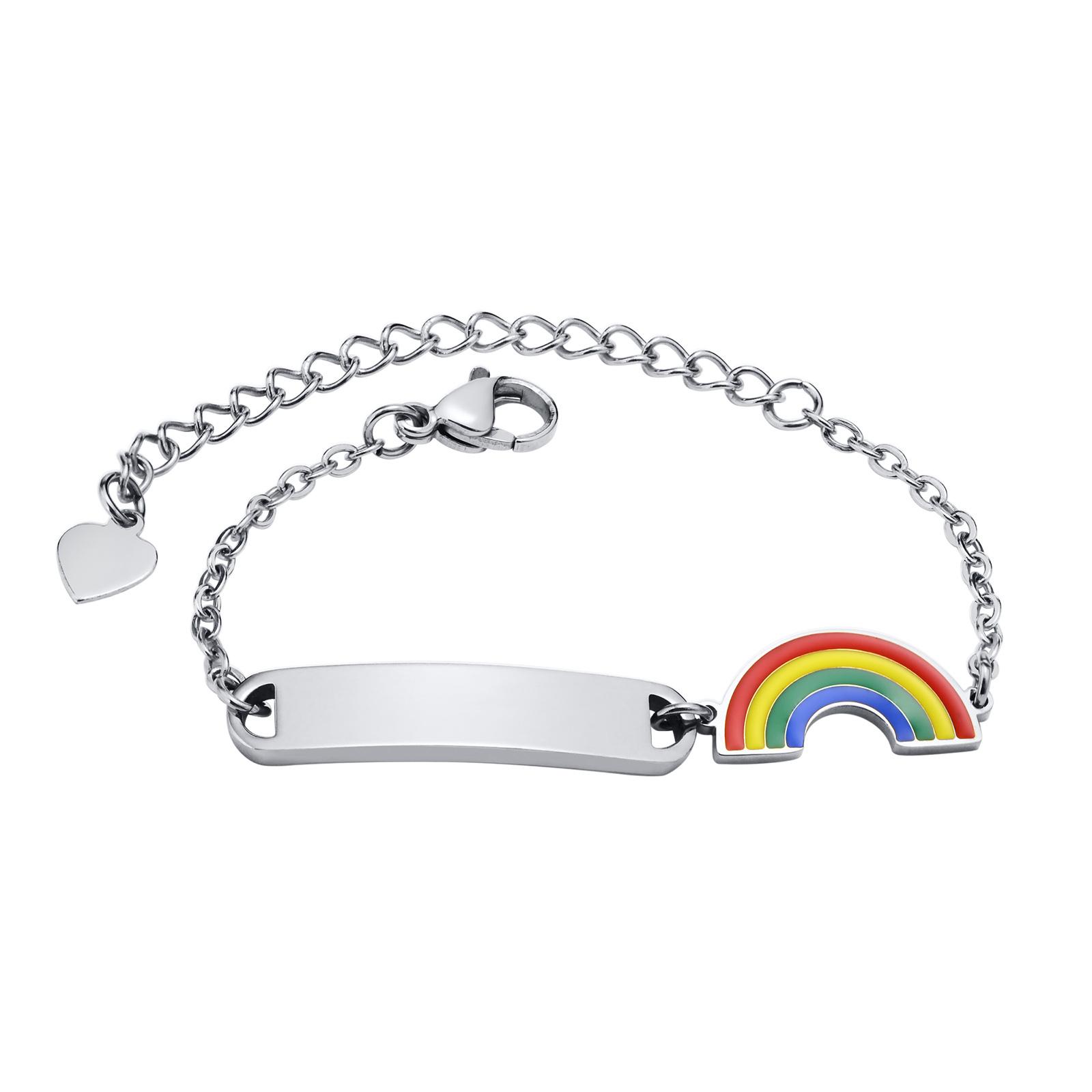 

Free Engraving Name Bracelet for Little Girl Boy , Cute Flower Stainless Steel Chain Adjustble, Personalized Gift Birthday