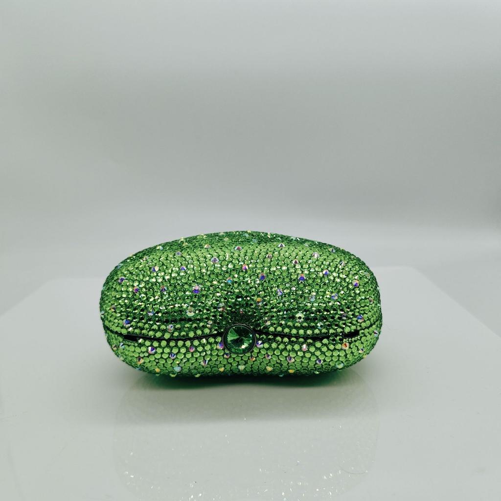 High-End Heart Shape Women Crystal Evening Bag WHTUOHENG Luxury Green/Blue Diamond Clutches Party Prom Purses Rhinestone Clutch