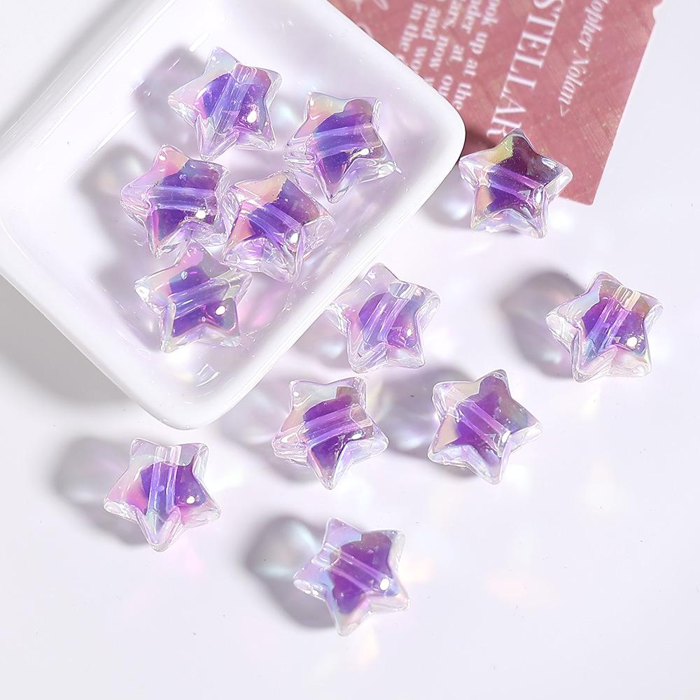 16mm Iridescent Candy Heart & Star Beads, Transparent Loose Beads for DIY Phone Chains and Ornaments