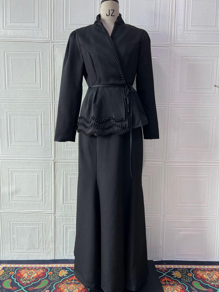 Autumn 2025 European & American Suit Jacket and High-Waist Midi Skirt Set