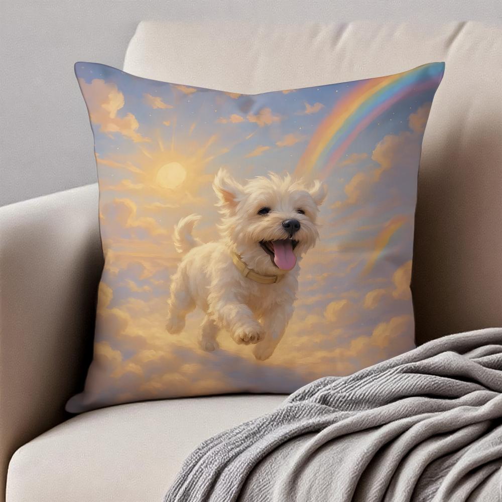Cute West Highland White Terrier Pet Cushion Cover Pillowcase Antidustmite Invisible Zipper Short Plush Sofa Cushion