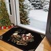 Christmas Happy Front Door Carpet Santa Claus Indoor Entrance Black Anti-Slip Floor Mat Holiday Home Decoration