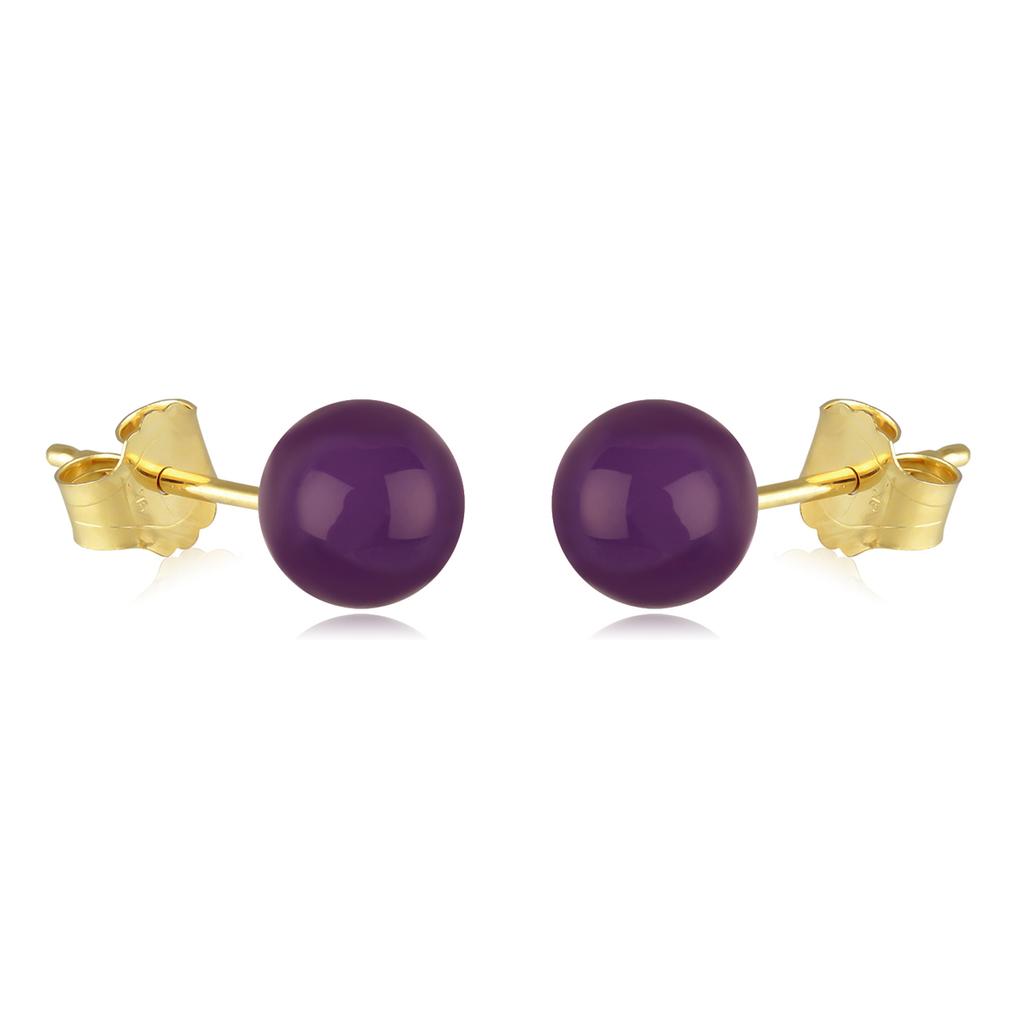 Les Trésors De Lily [M6904] - Gold Plated 'Mineralia' Amethyst Earrings - 6 Mm