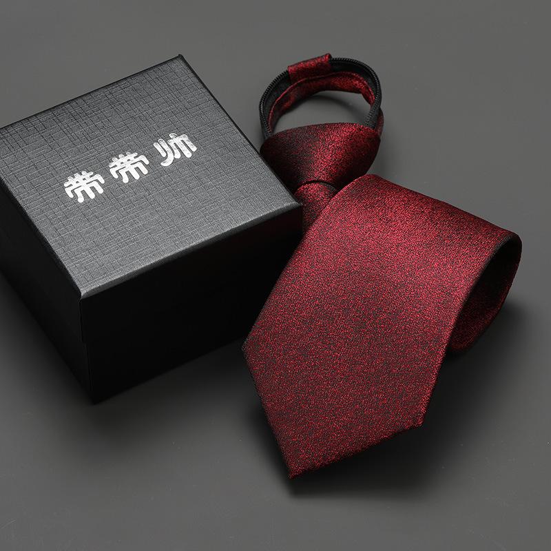 Groom'S Wedding Men'S And Women'S Business Ties, Formal Wear, Black Zipper-Style Korean Version, Narrow Lazy Man, No Stripes, Suit And Tie