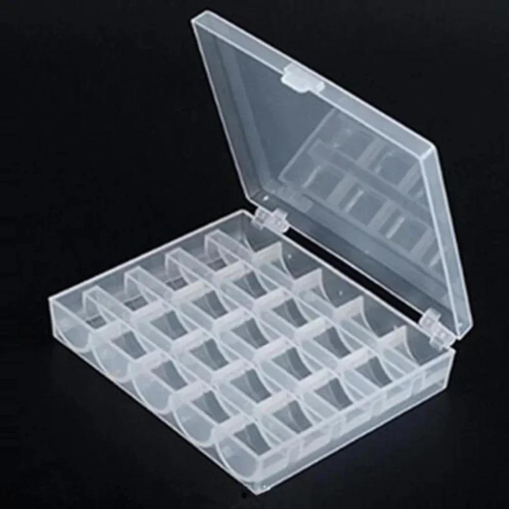 25PCS Sewing Machine Empty Bobbins Metal Sewing Machine Thread Spools Empty Thread Spools Plastic Storage Box Home Sewing Tools