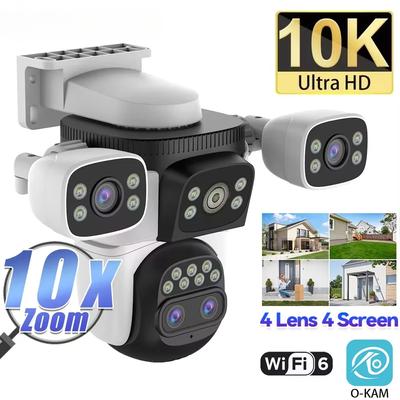 LS VISION Telecamera 10K UHD WiFi6 20MP Wireless Esterno Zoom 10X Quattro Schermi Quattro Obiettivi PTZ Tracciamento Automatico Impermeabile Telecamera di Sicurezza CCTV