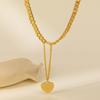 Elegant Gold Heart Shaped Pendant Necklace With Stylish Tassels For Women