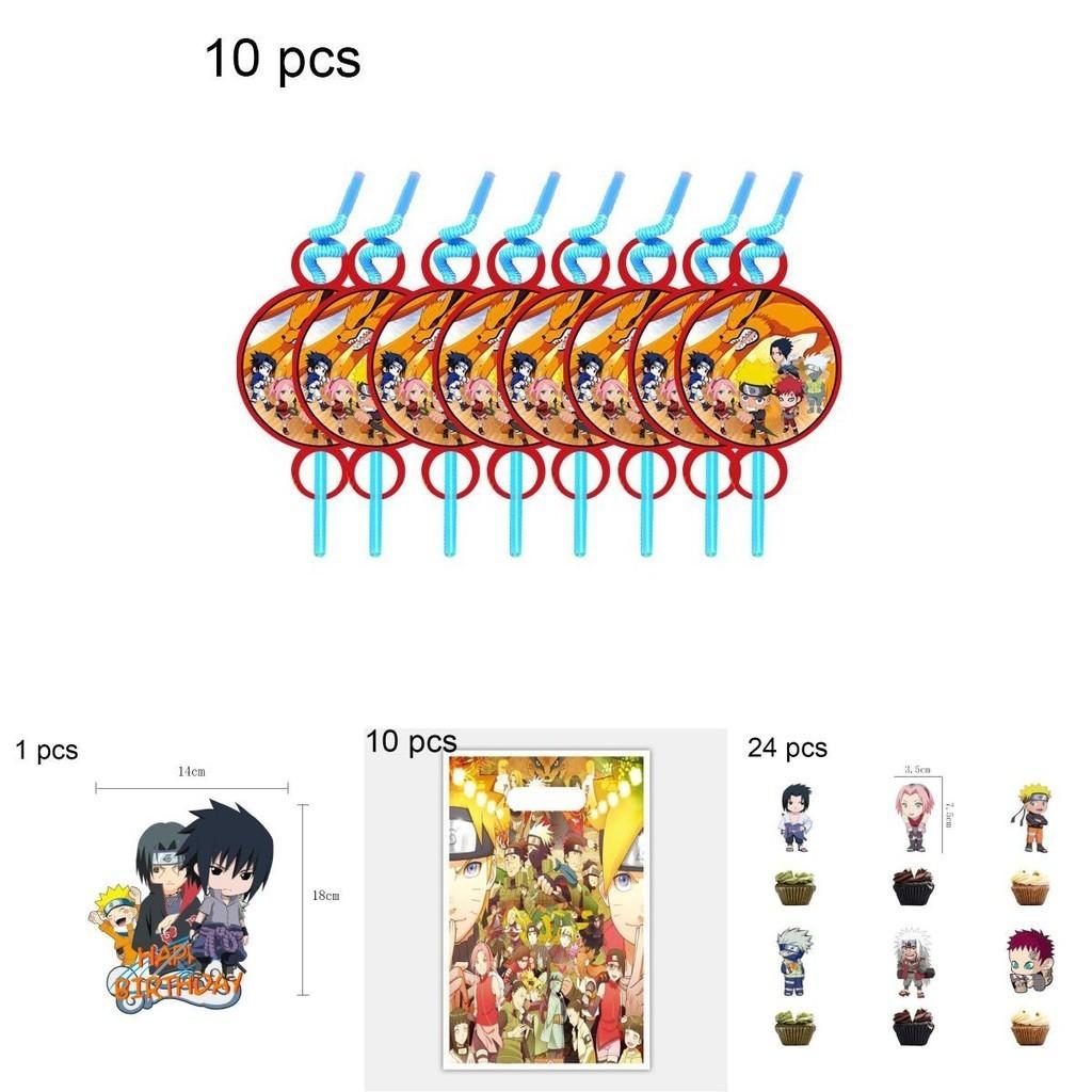 Vibrant Naruto Ninja Theme Birthday Party Supplies Including Banners And Cake Toppers