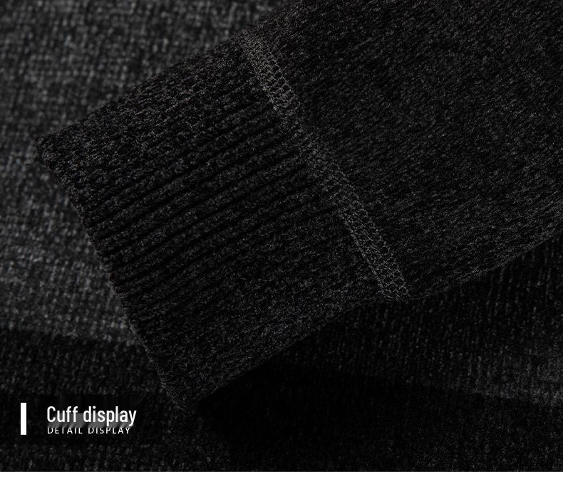 Men's Winter Chenille Sweater - Round Neck, Warm Velvet-Lined, Thick Knit Base Layer for Middle-Aged Men