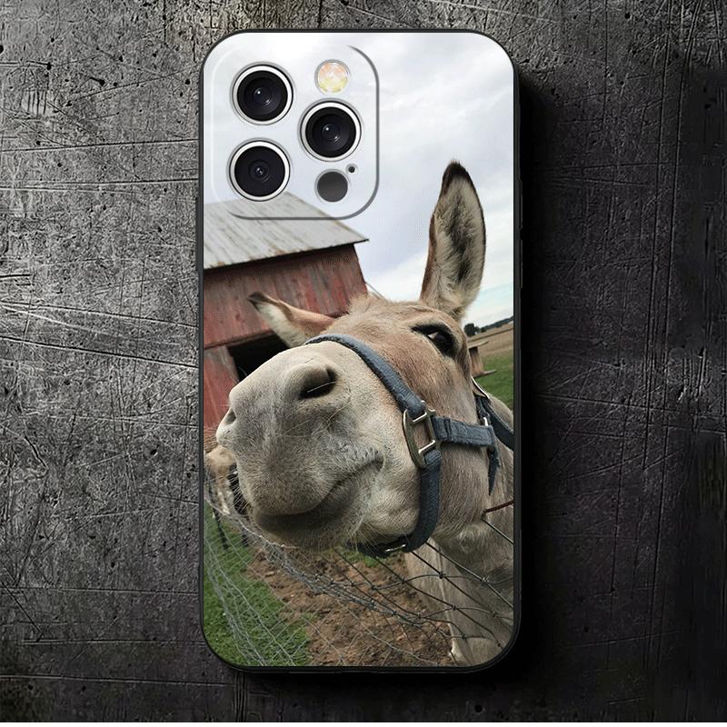 

Funny Donkey Animal Soft Phone Case for iPhone 16 16E 17 Air 15 Pro Max 14 Plus 13 Mini 11 12 7 Black Cover Back Shell iPhone 13