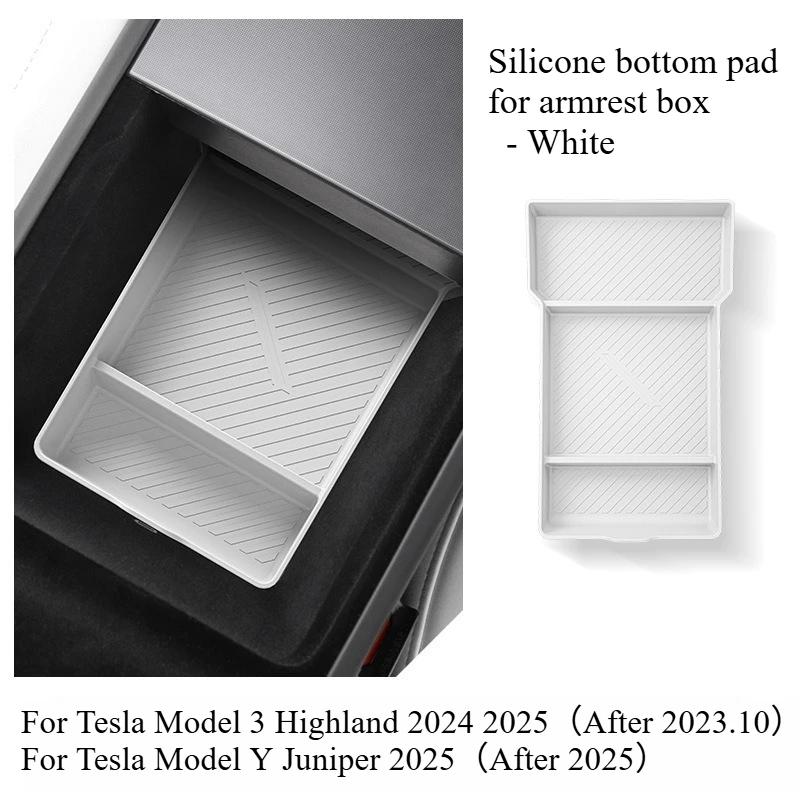For Tesla Model 3 Y Juniper Highland 2025 Center Console Armrest Storage Box Stowing Tidying Lower Bottom Mat Organizer Tray Pad
