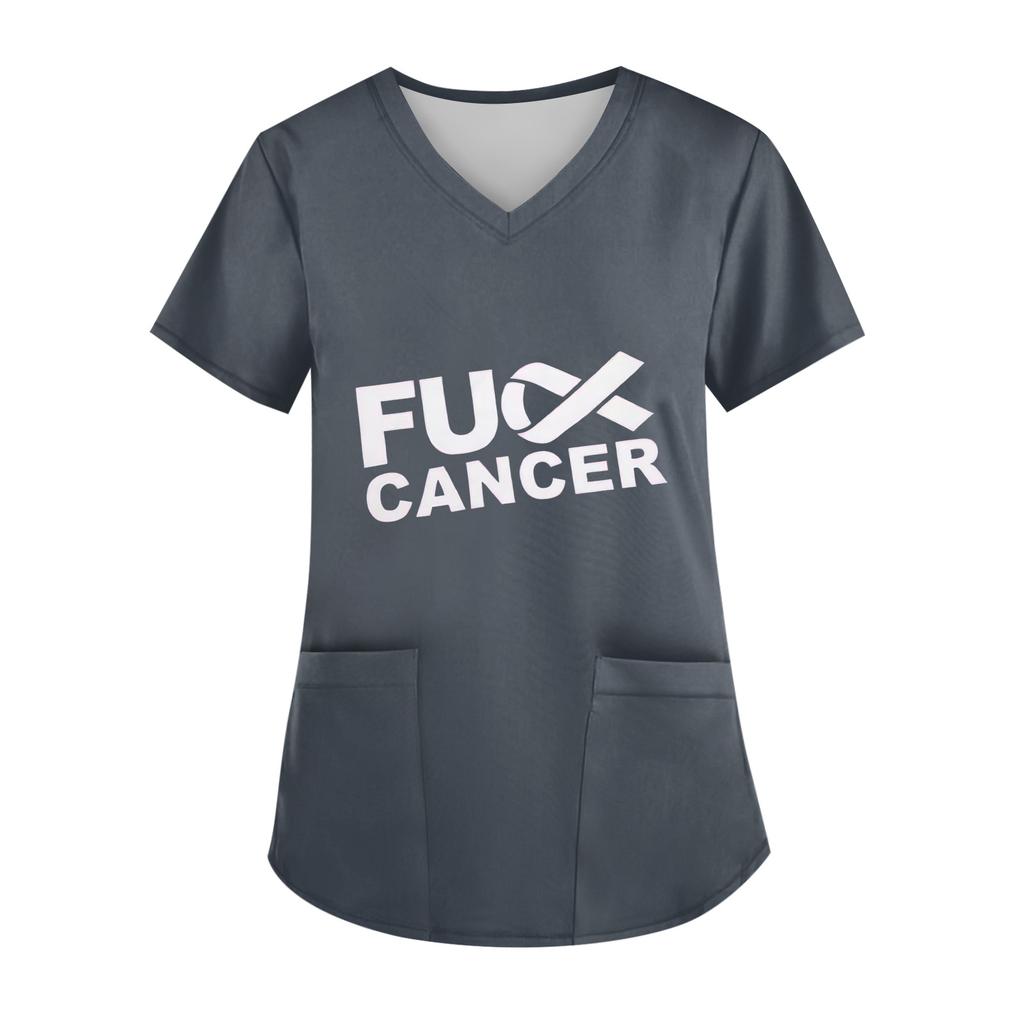 Women's V-Neck Short-Sleeve Pocketed Top With Side Slit