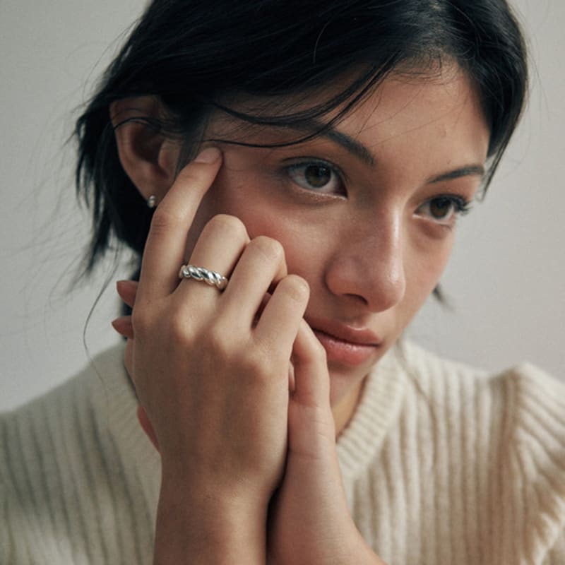 green [925 silver] Five.silver.217 / large end ring