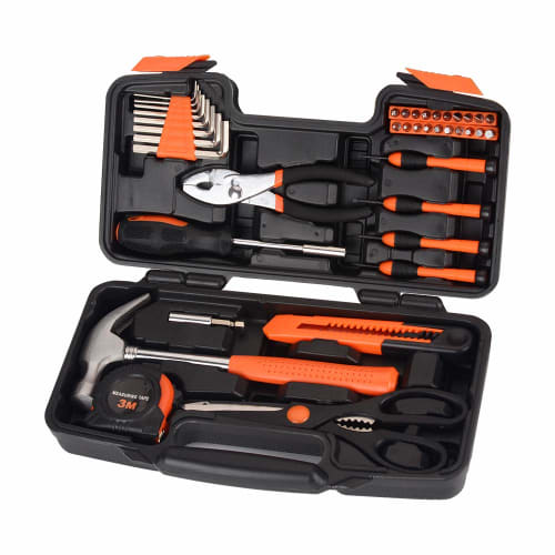 39-Piece Home Tool Set for Women, Includes Precision Screwdrivers, Scissors, and Knives (Orange), Perfect for Home Repairs and DIY Projects