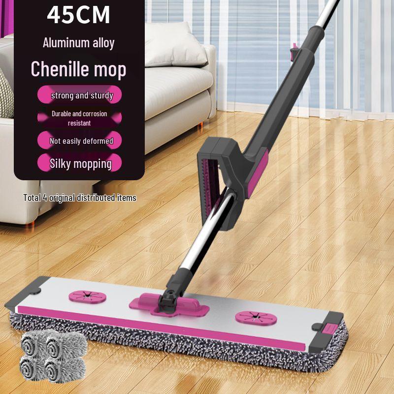 Lazy Person's No-Hand-Wash Flat Mop: Dual-Use Wet & Dry, Moisture & Water-Absorbing Floor Cleaning Tool.