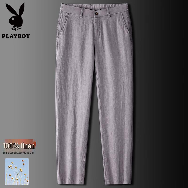 Playboy Men s 100% Linen Casual Straight-Leg Pants 2XL