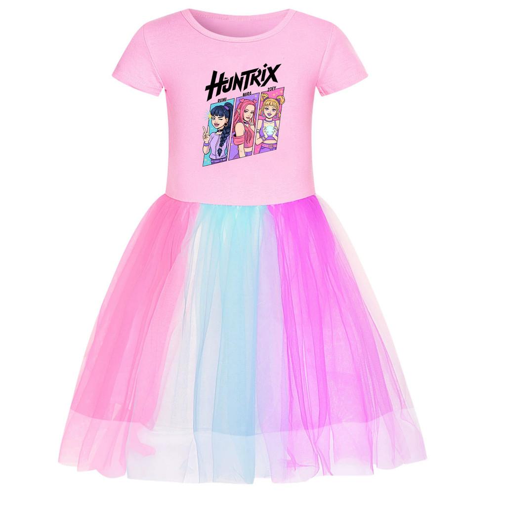 

4176 Kids Girls Rumi Zoey Mira Print Breathable Rainbow Dress 110cm розовый