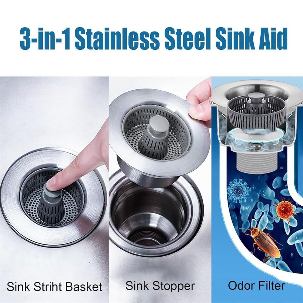 Bouncing Core Sink Strainer 3 In 1 Drain Basket New Filter Sink