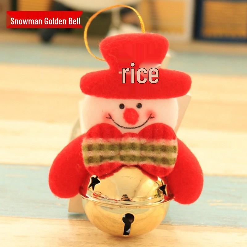 Small Christmas Tree Ornaments: Santa Doll with Bell Holiday Decorations and Gifts. A Snowman with Gold Bell