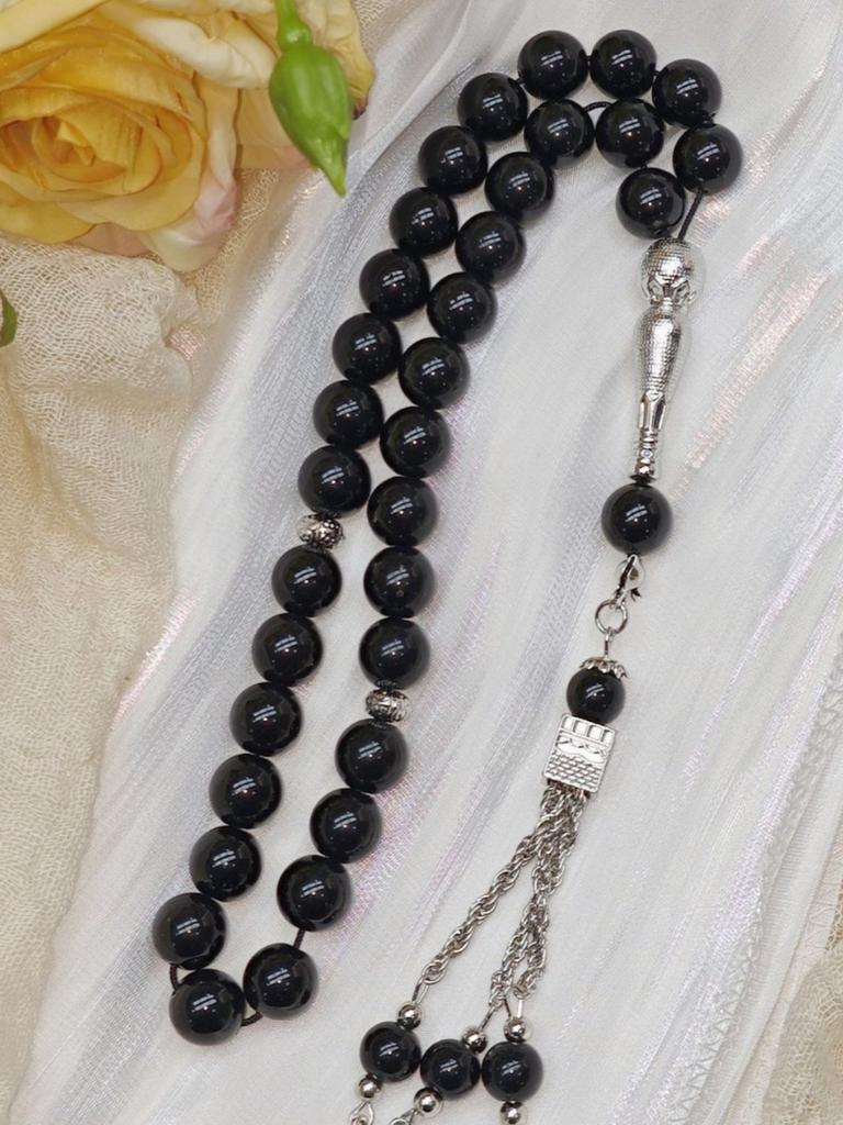 New 10-cent 33-bead solid-color Muslim prayer bracelet, Kaaba pendant, Islamic Tasbih prayer beads