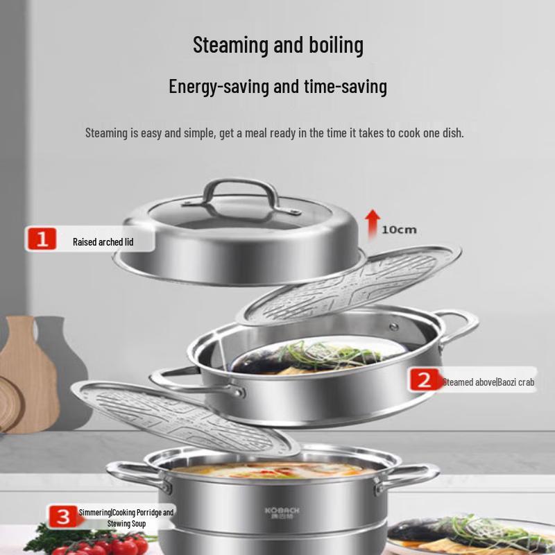 Kangbach 304 Stainless Steel 3-Layer Steamer Pot
