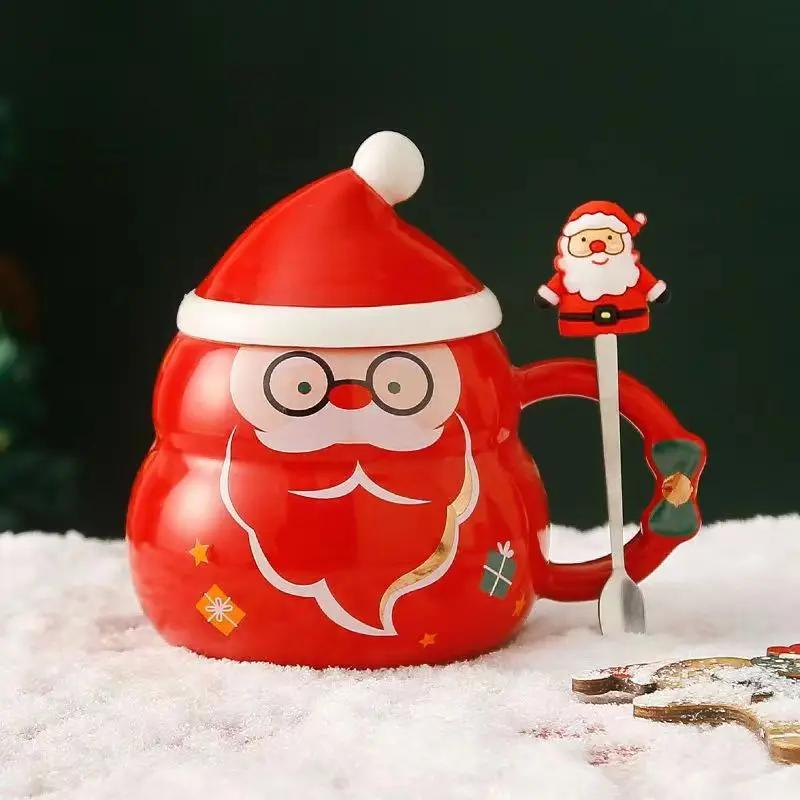 450 ml Leuke Kerst Koffie Mok Met Lepel Keramische Astronaut Vorm Melk Koffie Cup Festival Dárek Kerstman Thee Cup Nordic Mok