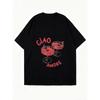 T-shirt da donna a maniche corte con stampa retrò rossa "CIAO AMORE" Cocktail & Cuore