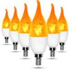 LED Flame Light Bulbs,3 Modes Fire Light Bulb E12 Base, Christmas Decorations Outdoor Indoor Home, Lights Bulbs (Yellow, 6Pack)
