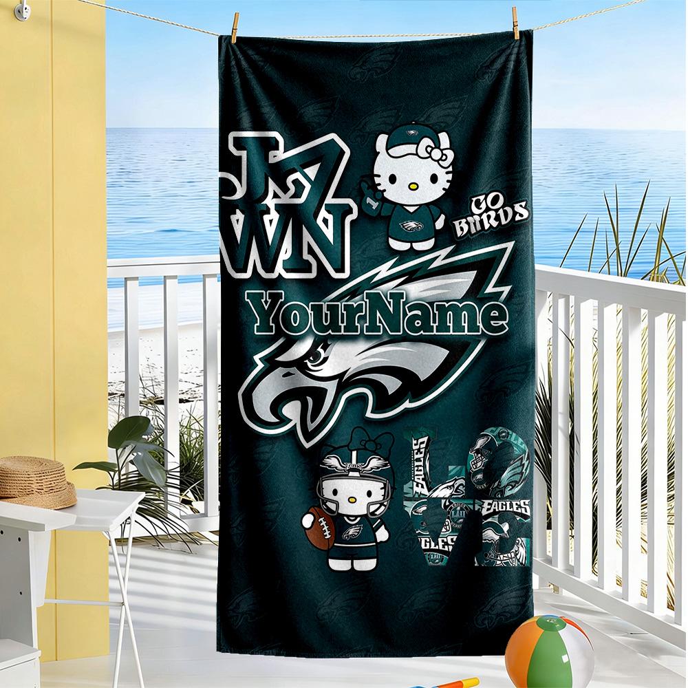 Philadelphia Eagles Personalized Name Beach Towel Soft Durable Quickdry