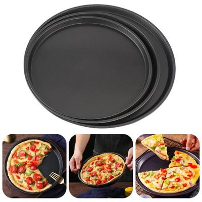 3Pcs/Set Carbon Steel Pizza Pan Easy Demoulding Pizza Oven Tray Pizza Mould  Home Use