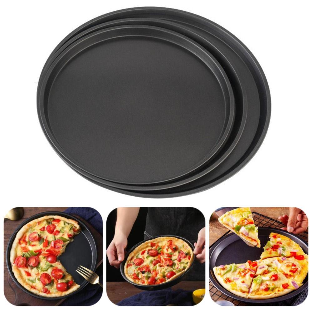3Pcs/Set Cake Pan Carbon Steel Pizza Pan Easy Demoulding Non-Stick Pizza Mould Black Professional Baking Tools Kitchen