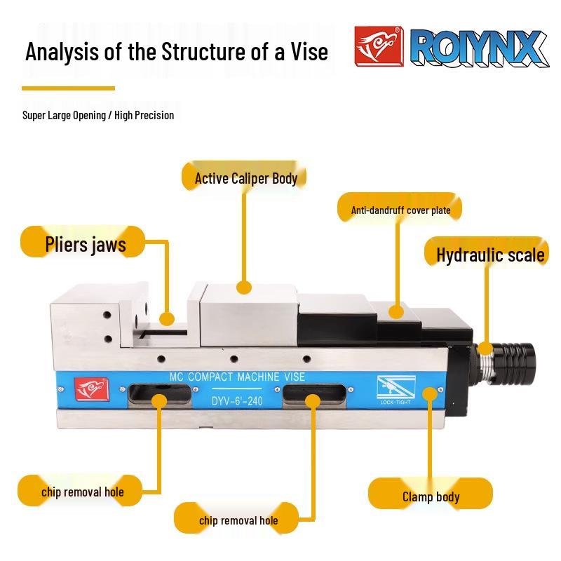 Eagle Brand 6-Inch Precision Hydraulic Vise for CNC Machining Centers
