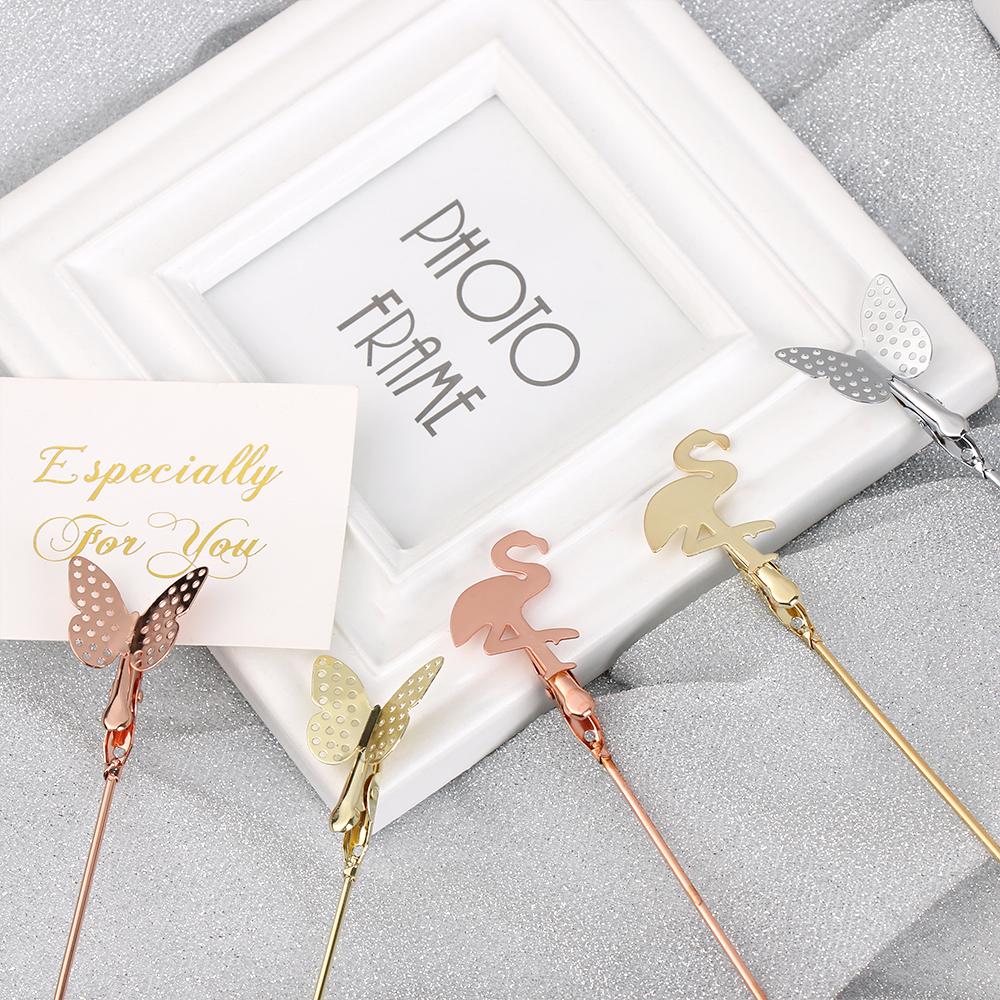 Flamingo Pattern Wedding Supplies Paper Clamp Place Card Butterfly Shape Photos Clips Clamps Stand