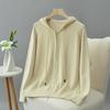 Maglione Autunnale Cardigan con Zip con Cappuccio Taglie Forti da Donna Cardigan Lavorato a Maglia Elasticizzato a Maniche Lunghe