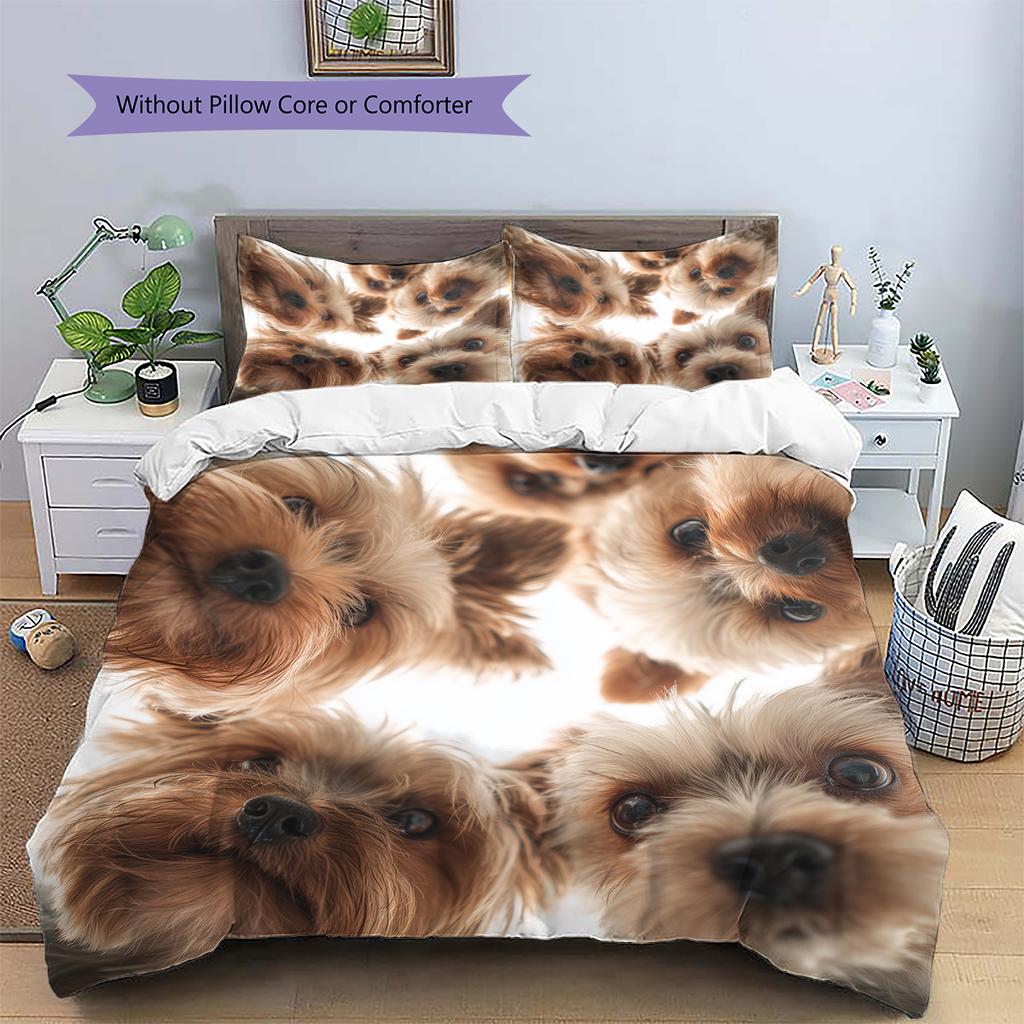 Yorkshire Terrier Pattern Bedding Home Decoration Birthday Gift (1 * Duvet Cover + 2 * Pillowcase, Without Core)