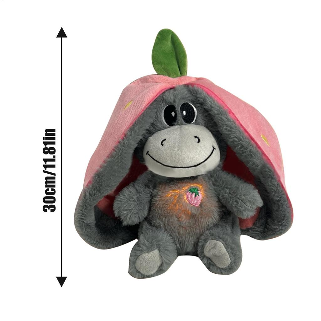 30cm Baby StrawberryDonkey Plush Toy Stuffed Creative Into Fruit Transform BreathingDonkey Sleeping Doll For Kid Birthday Gift