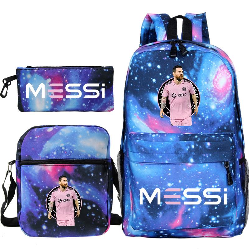 Football Player Peripheral Printing Primary And Secondary School Schoolbag Three-Piece Children'S Backpack